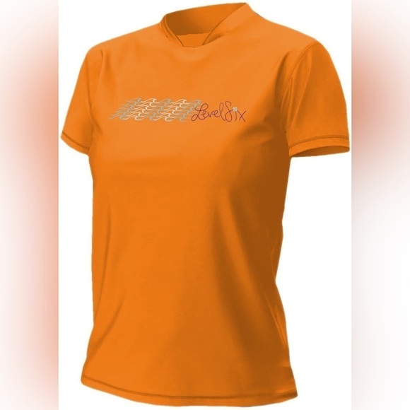 Level Six Coastal Short Sleeve Lycra Sun Shirt - Women's Size Large Orange - Picture 8 of 8
